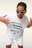 Quick-Drying Sorona Graphic T-Shirt in Teeth White - front modeled view