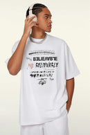Quick-Drying Sorona Graphic T-Shirt in Teeth White - front modeled view