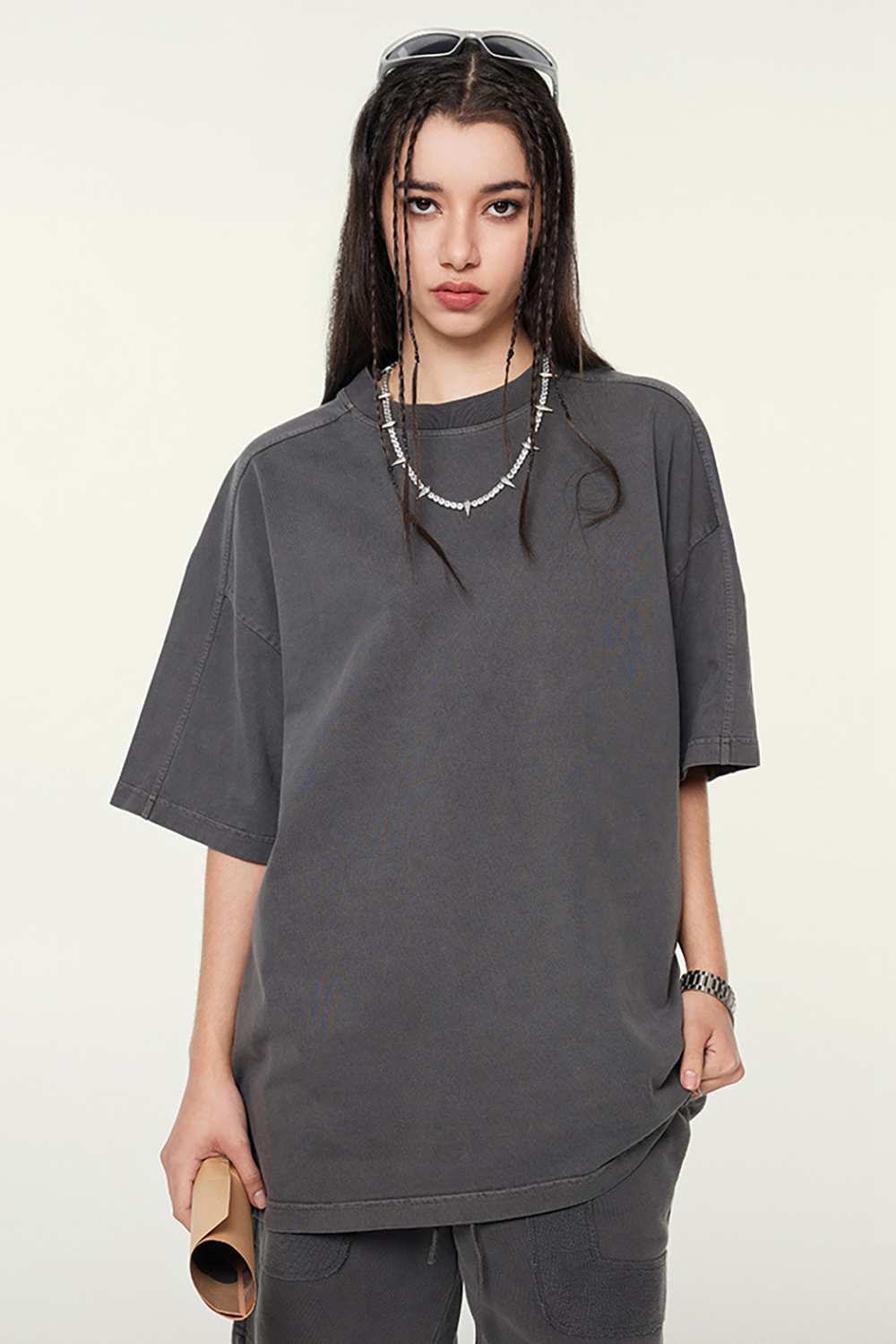 Vintage-Inspired Heavyweight T-Shirt - Modern High Street Style, Washed Texture