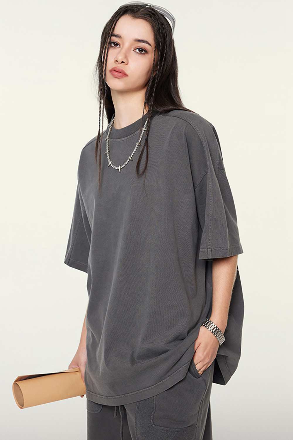 Vintage-Inspired Heavyweight T-Shirt - Modern High Street Style, Washed Texture