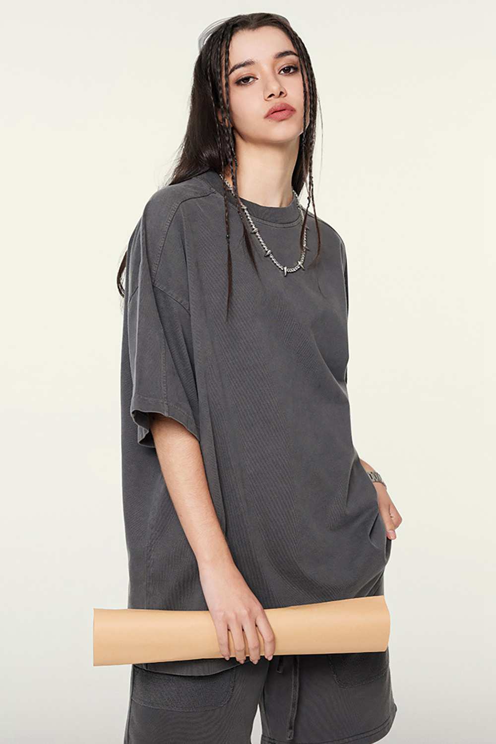 Vintage-Inspired Heavyweight T-Shirt - Modern High Street Style, Washed Texture