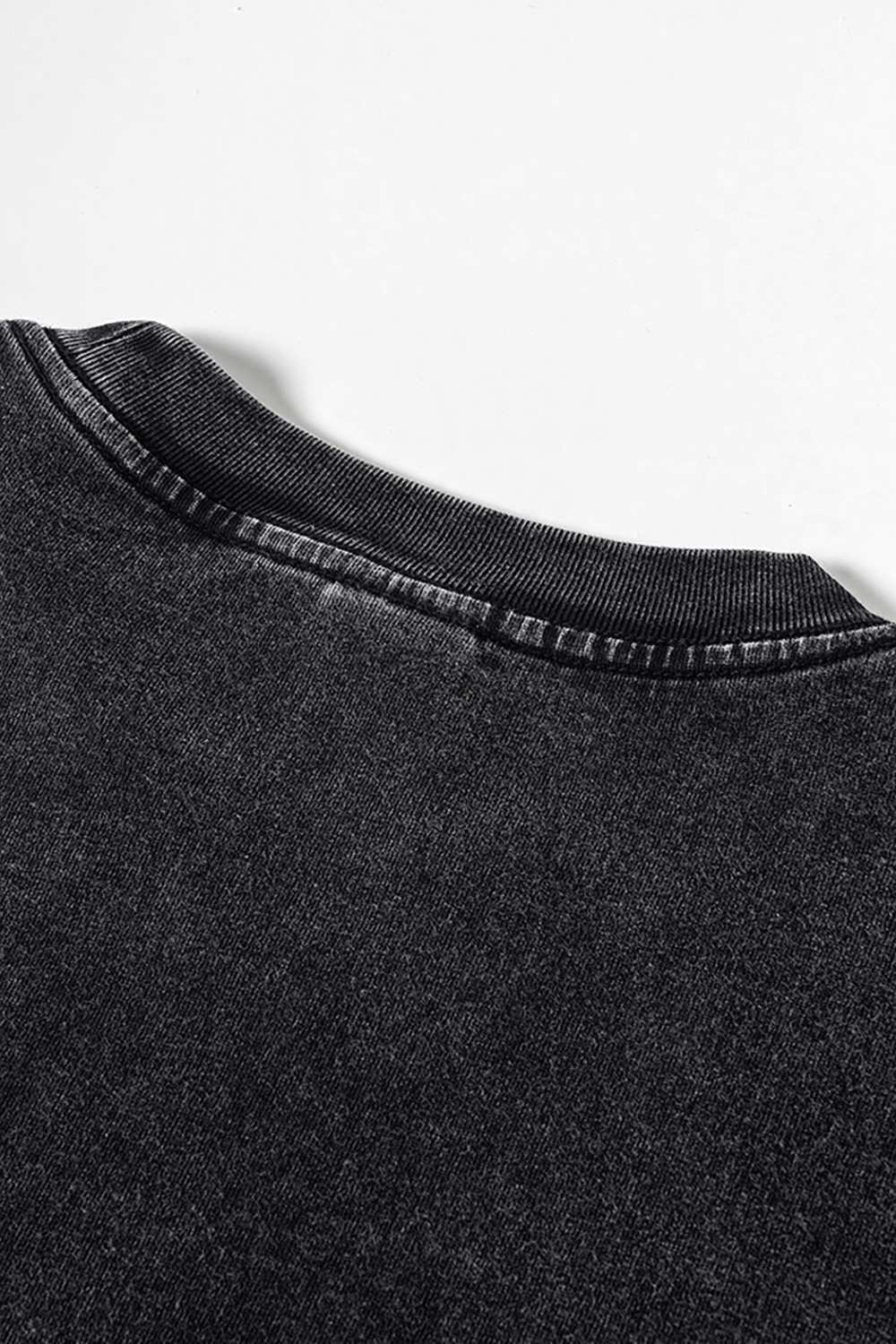 Washed Layered-Letter Graphic Relaxed Cotton T-Shirt in Fried Snowflakes - collar detail