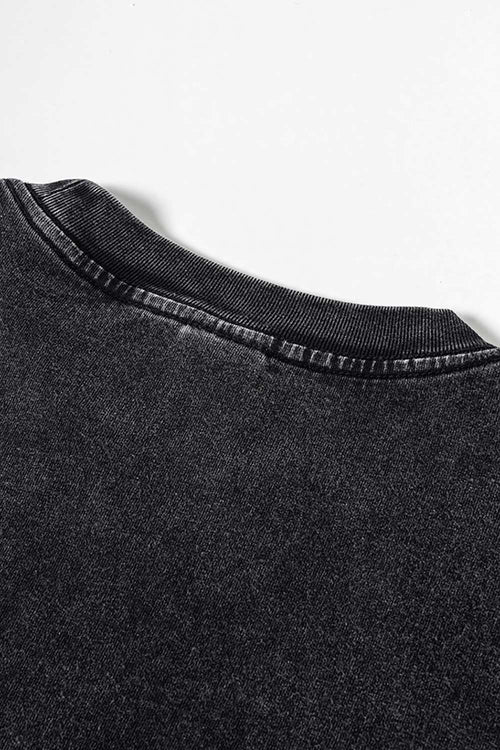 Washed Layered-Letter Graphic Relaxed Cotton T-Shirt in Fried Snowflakes - collar detail