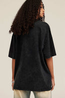 Washed Layered-Letter Graphic Relaxed Cotton T-Shirt in Fried Snowflakes - back product view