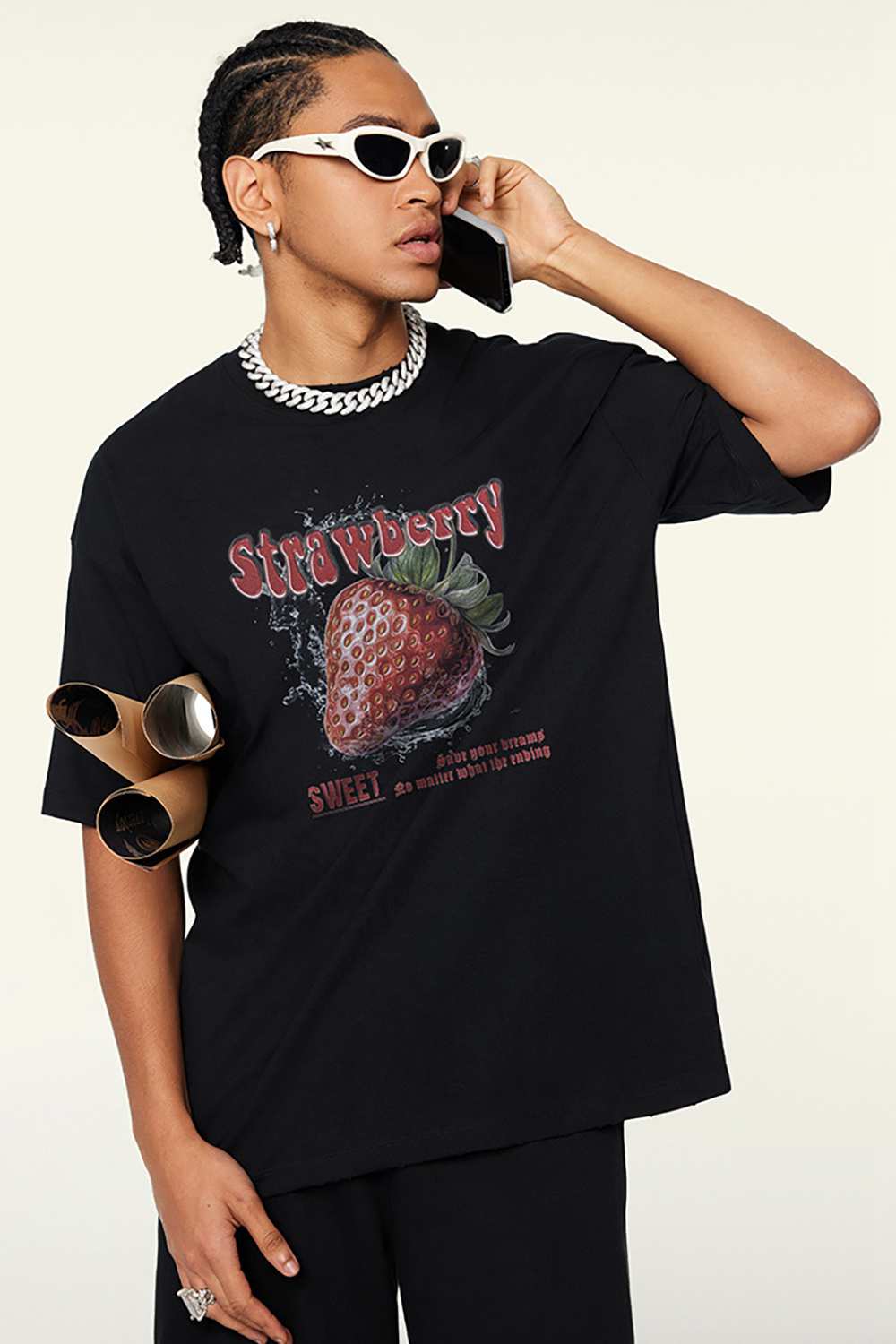 Cooling-Touch Strawberry Tee - Metallic Black