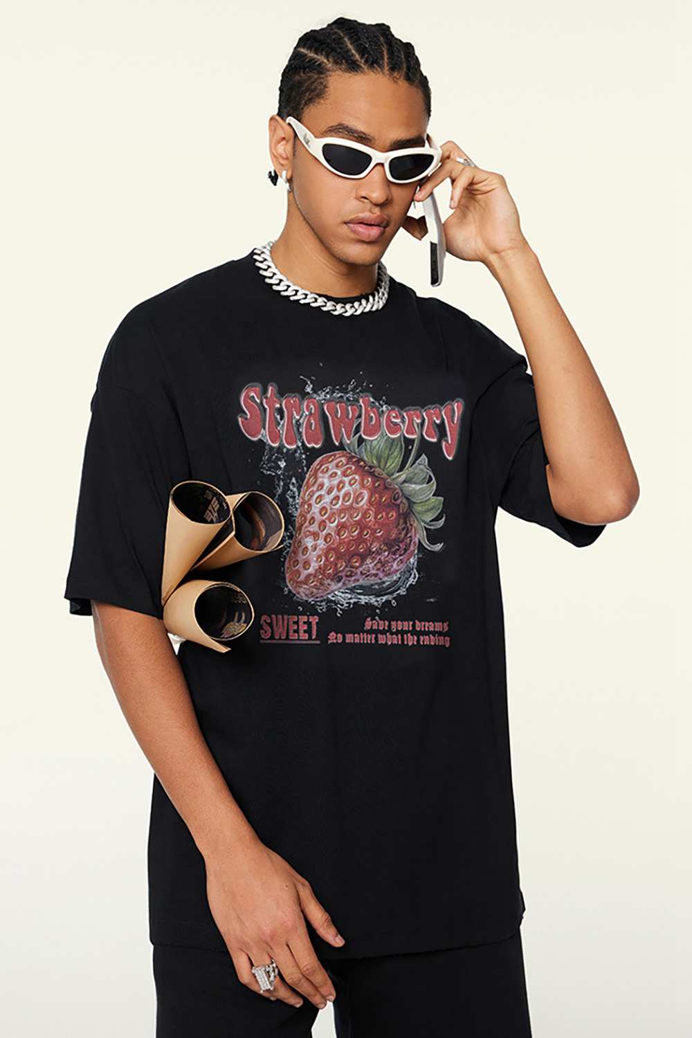 Cooling-Touch Strawberry Tee - Metallic Black