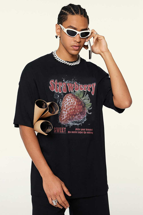 Cooling-Touch Strawberry Tee - Metallic Black