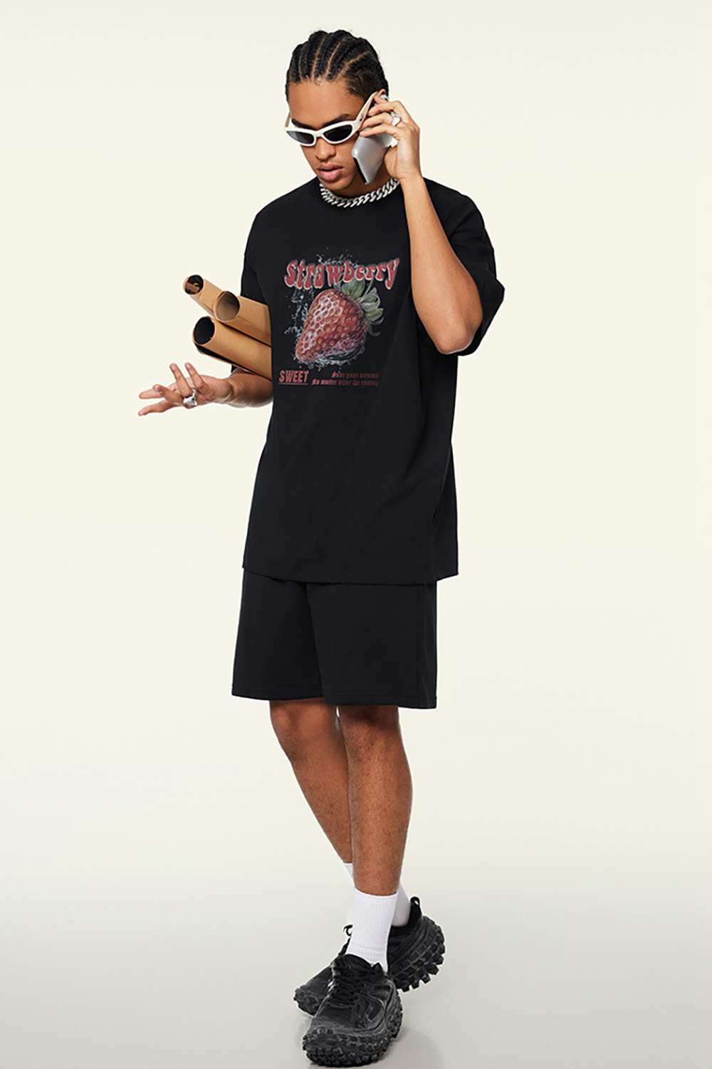 Cooling-Touch Strawberry Tee - Metallic Black