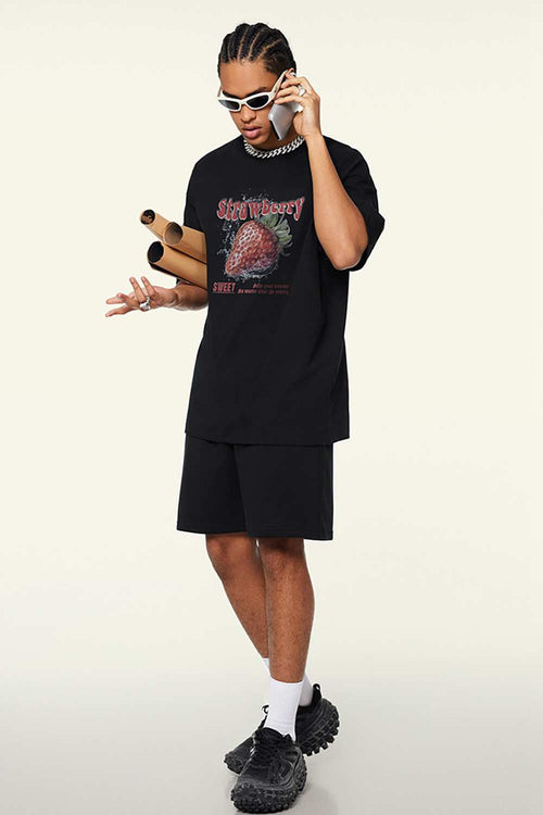 Cooling-Touch Strawberry Tee - Metallic Black