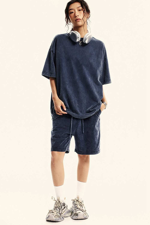 Heavyweight Wax-Dyed Brushed Tee - Vintage Royal Blue