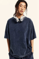 Heavyweight Wax-Dyed Brushed Tee - Vintage Royal Blue