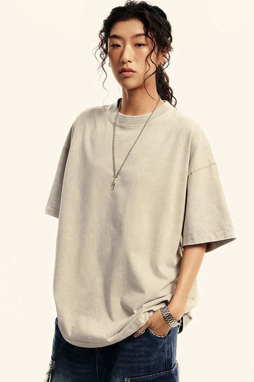 Heavyweight Wax-Dyed Brushed Tee - Vintage Dark Apricot