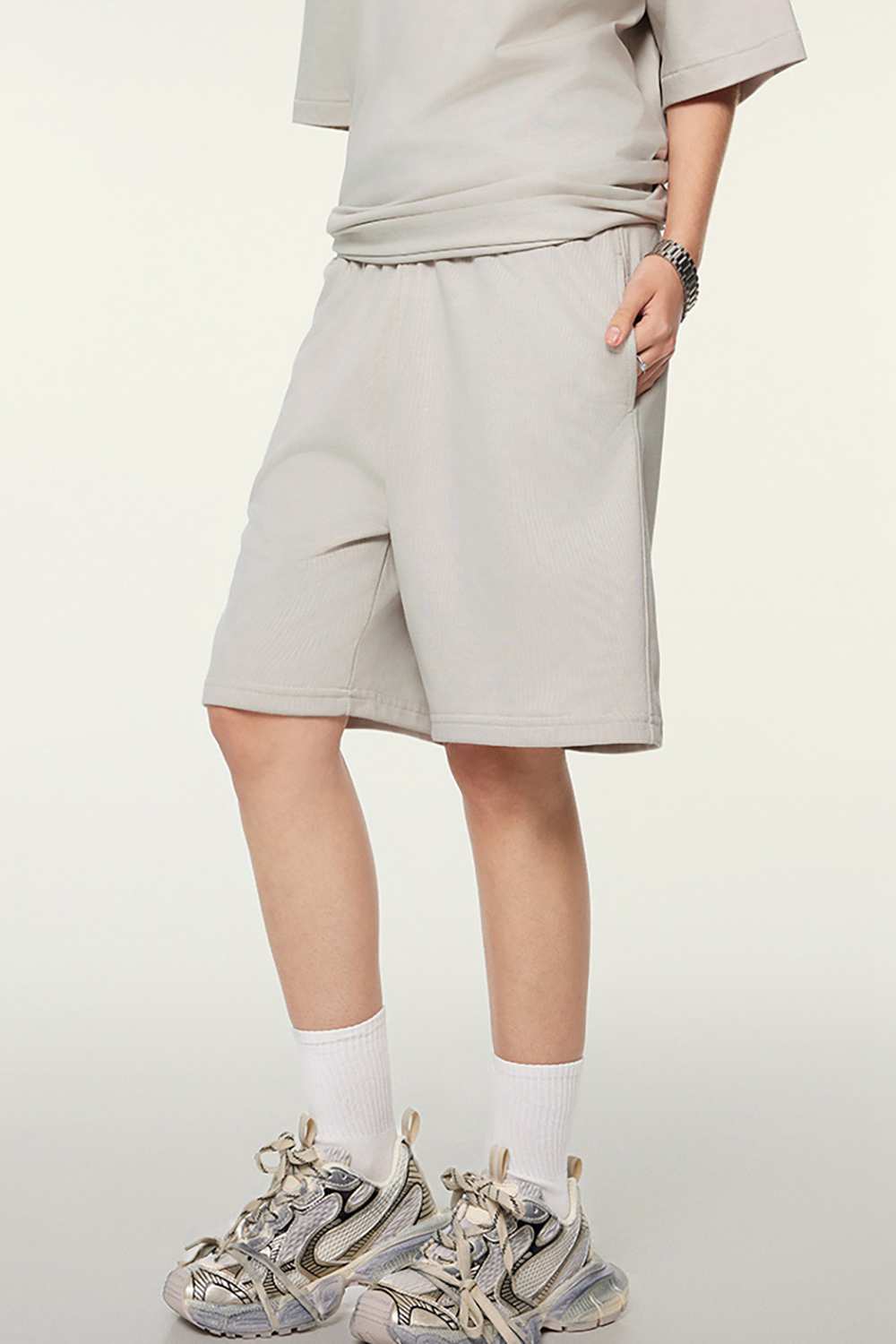 Unisex French Terry Drawstring Shorts - Eco-Urban, Relaxed Fit, Summer Wear