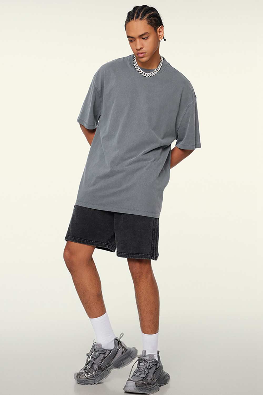 Heavyweight Washed Tee - Grayish Blue