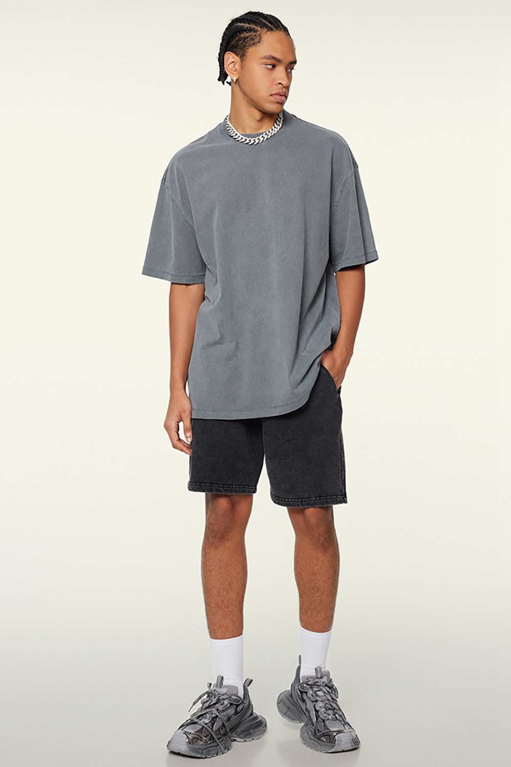 Heavyweight Washed Tee - Grayish Blue