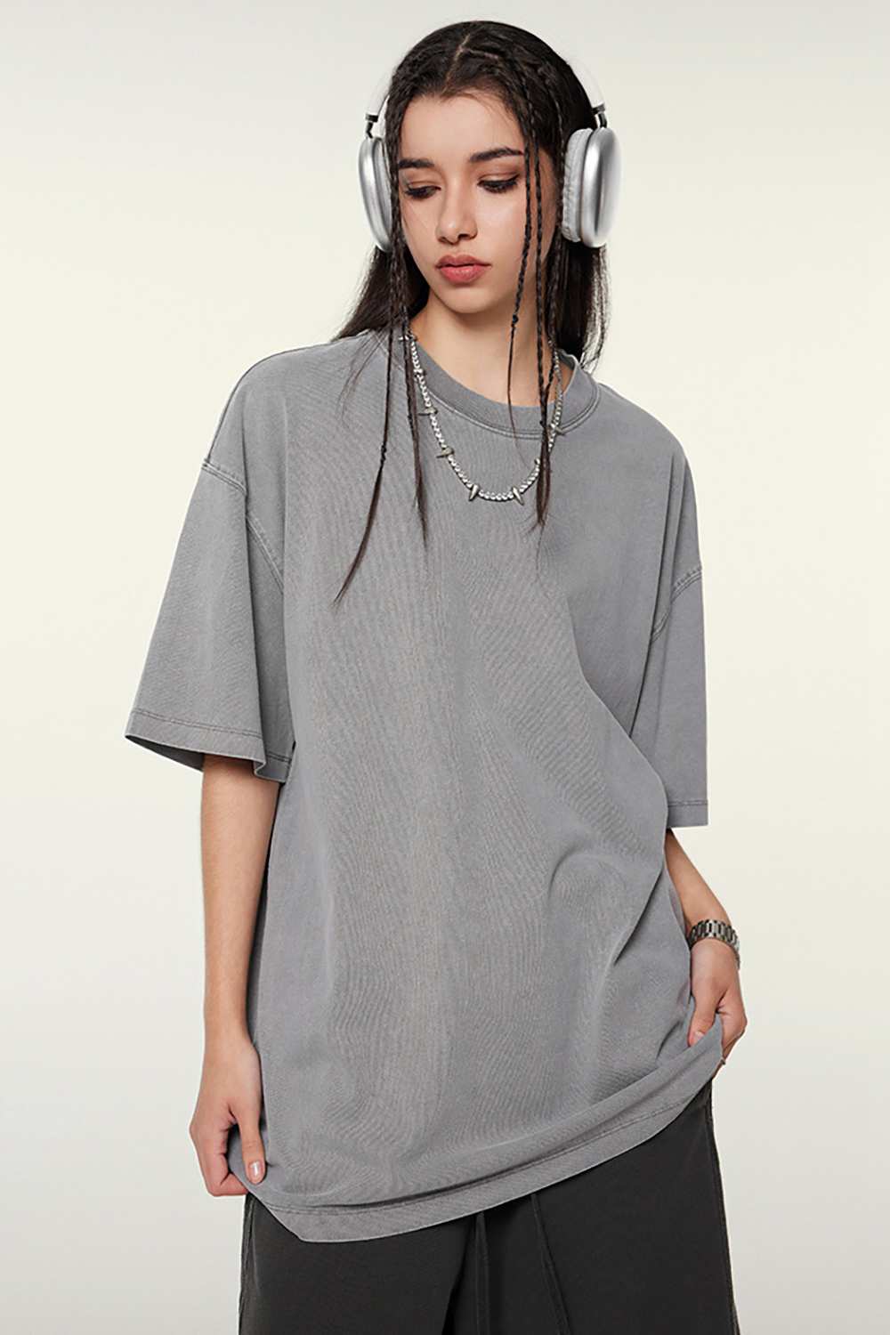 Heavyweight Washed Tee - Medium Gray