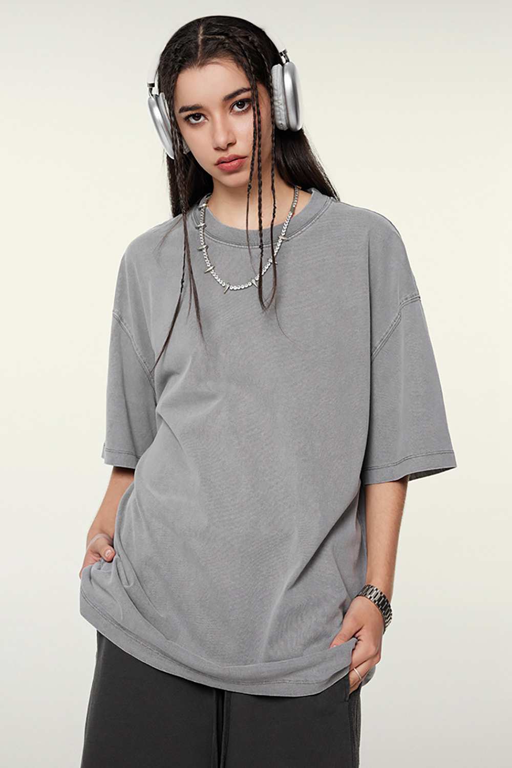 Heavyweight Washed Tee - Medium Gray