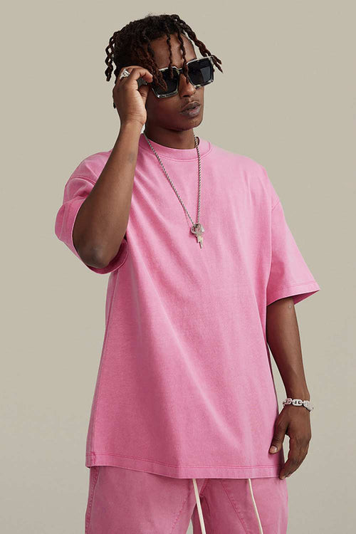 Heavyweight Washed Tee - Rose Pink