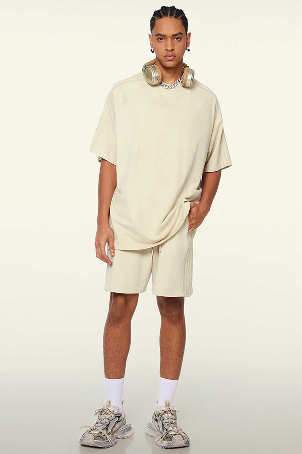 Washed Heavyweight Vintage Tee - Gray Apricot