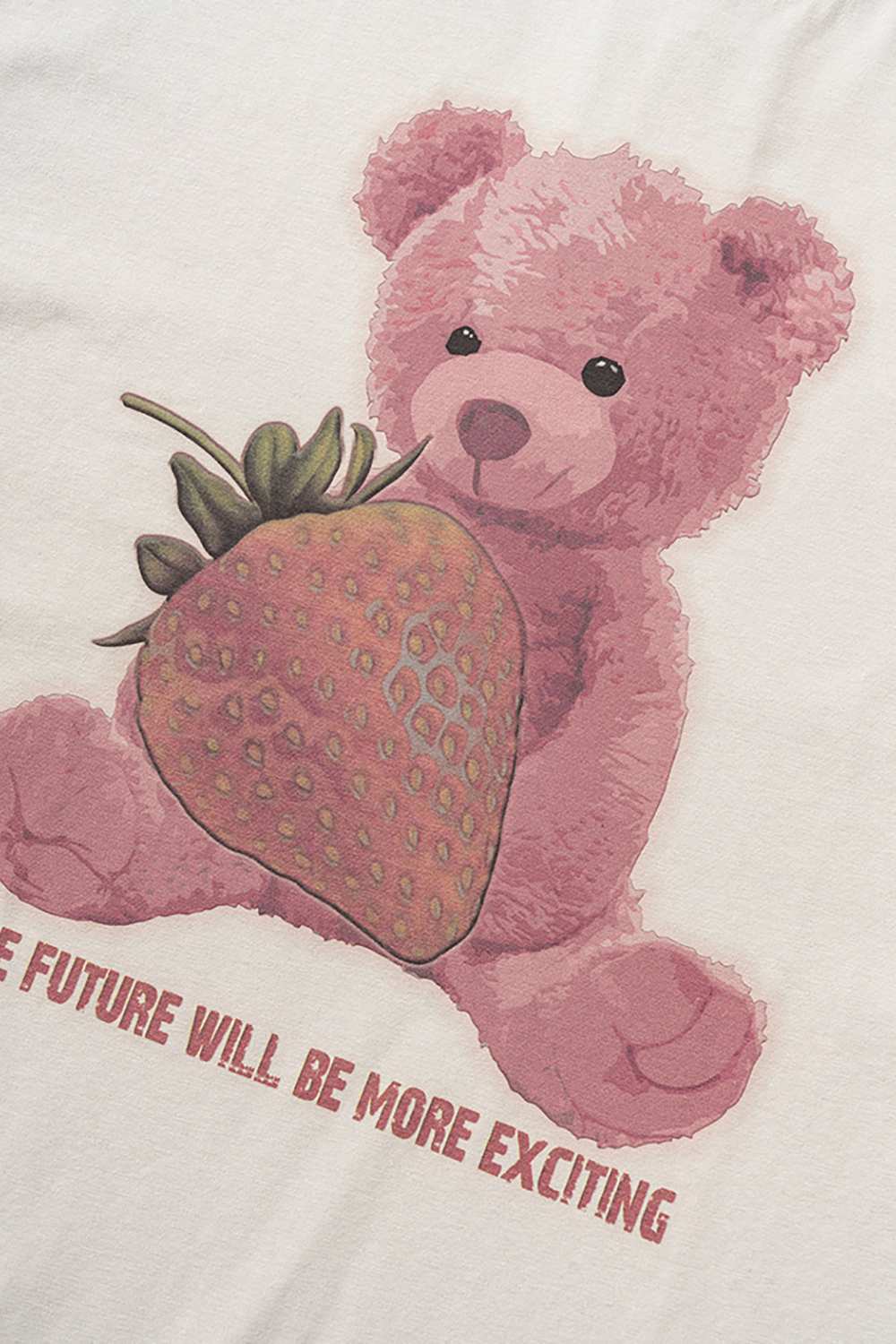 Embrace Playfulness Tee - Strawberry Bear Print Cotton T-Shirt