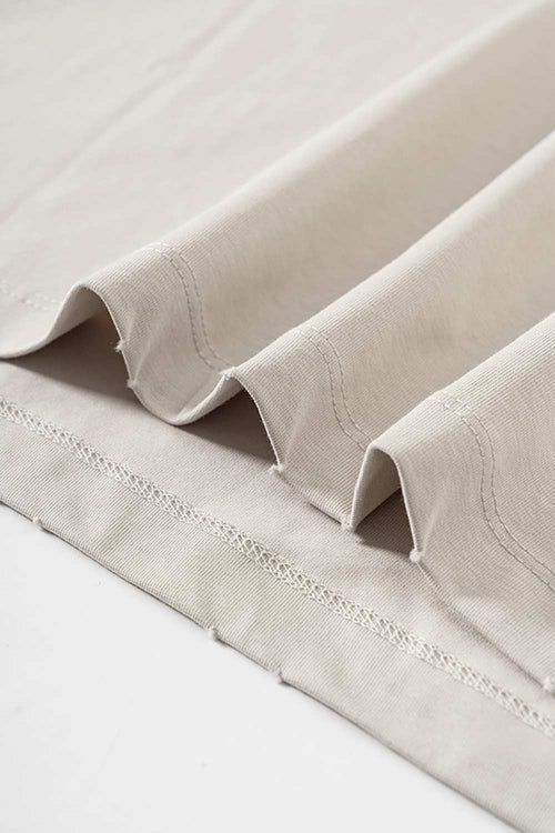 Cool-Touch Quick-Drying Bear Graphic Oversized T-Shirt in Sandy Apricot - hem detail