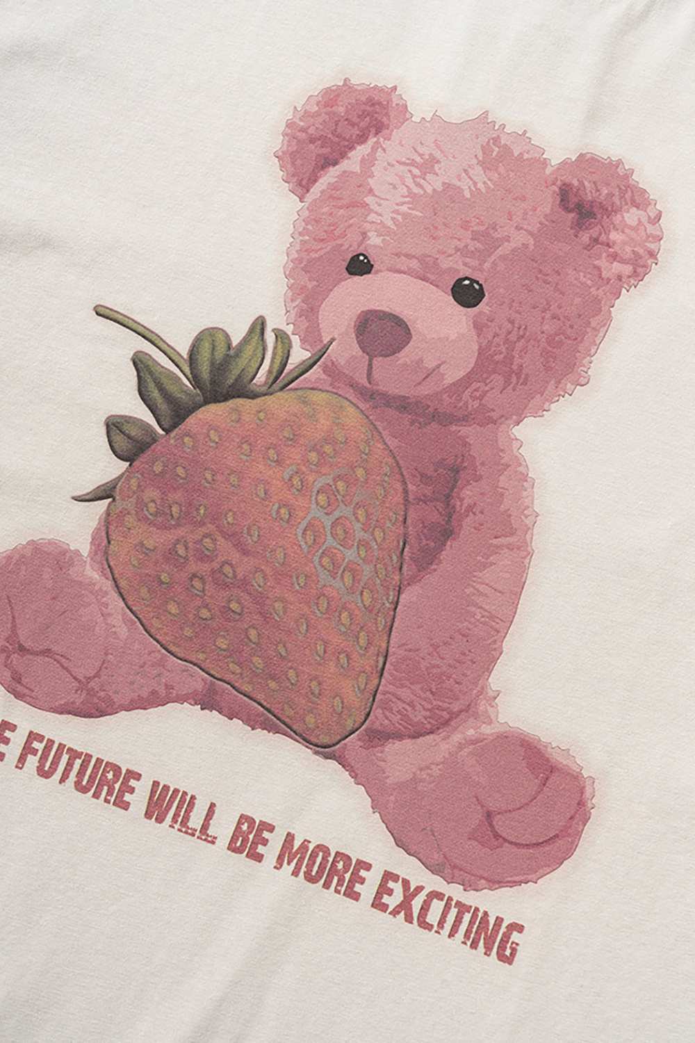 Cool-Touch Quick-Drying Bear Graphic Oversized T-Shirt in Sandy Apricot - graphic detail