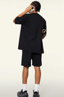 Cooling-Touch Essential Raw Edge Tee - Metallic Black