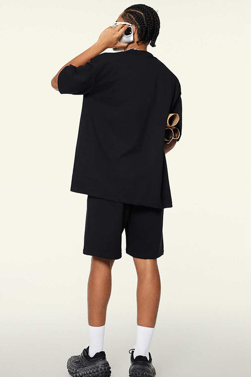 Cooling-Touch Essential Raw Edge Tee - Metallic Black