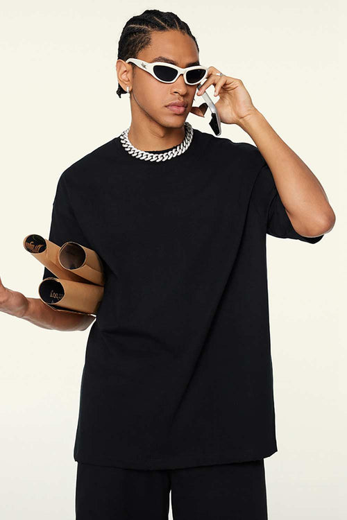 Cooling-Touch Essential Raw Edge Tee - Metallic Black