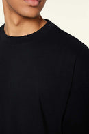 Cooling-Touch Essential Raw Edge Tee - Metallic Black