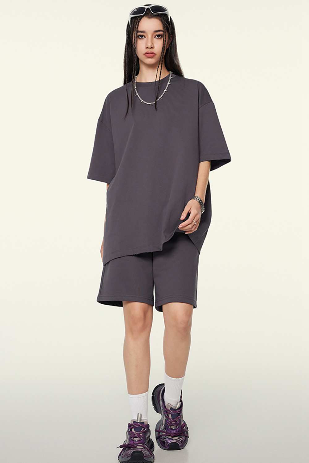 Cooling-Touch Essential Raw Edge Tee - Raspberry Purple