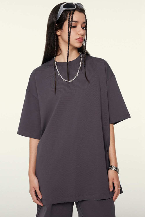 Cooling-Touch Essential Raw Edge Tee - Raspberry Purple
