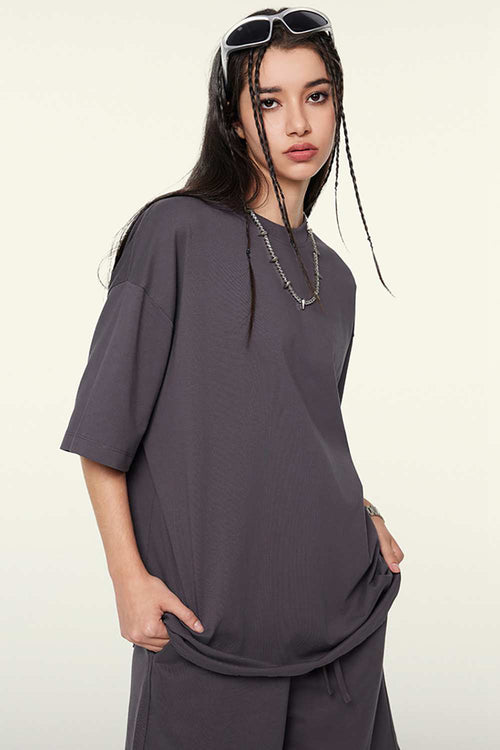 Cooling-Touch Essential Raw Edge Tee - Raspberry Purple