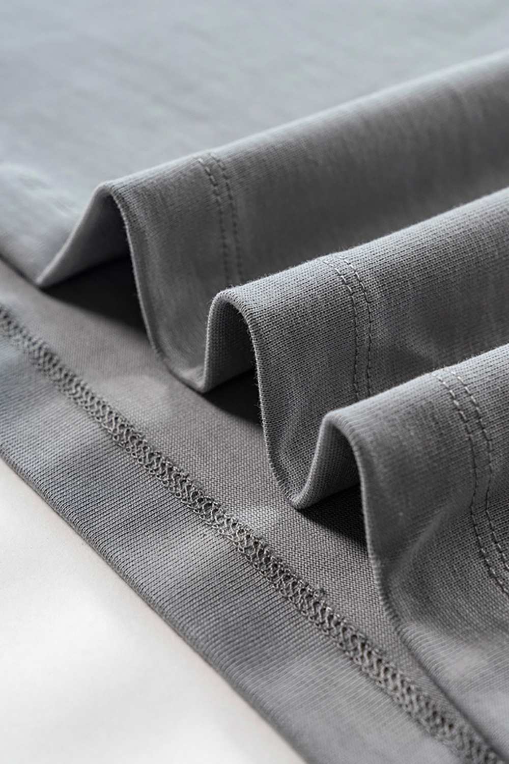 Heavyweight Cotton Relaxed Drop-Shoulder T-Shirt in Medium Gray - fabric texture close-up
