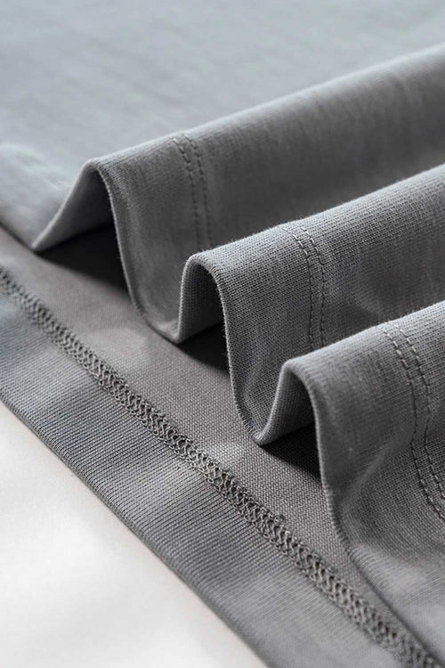 Heavyweight Cotton Relaxed Drop-Shoulder T-Shirt in Medium Gray - fabric texture close-up