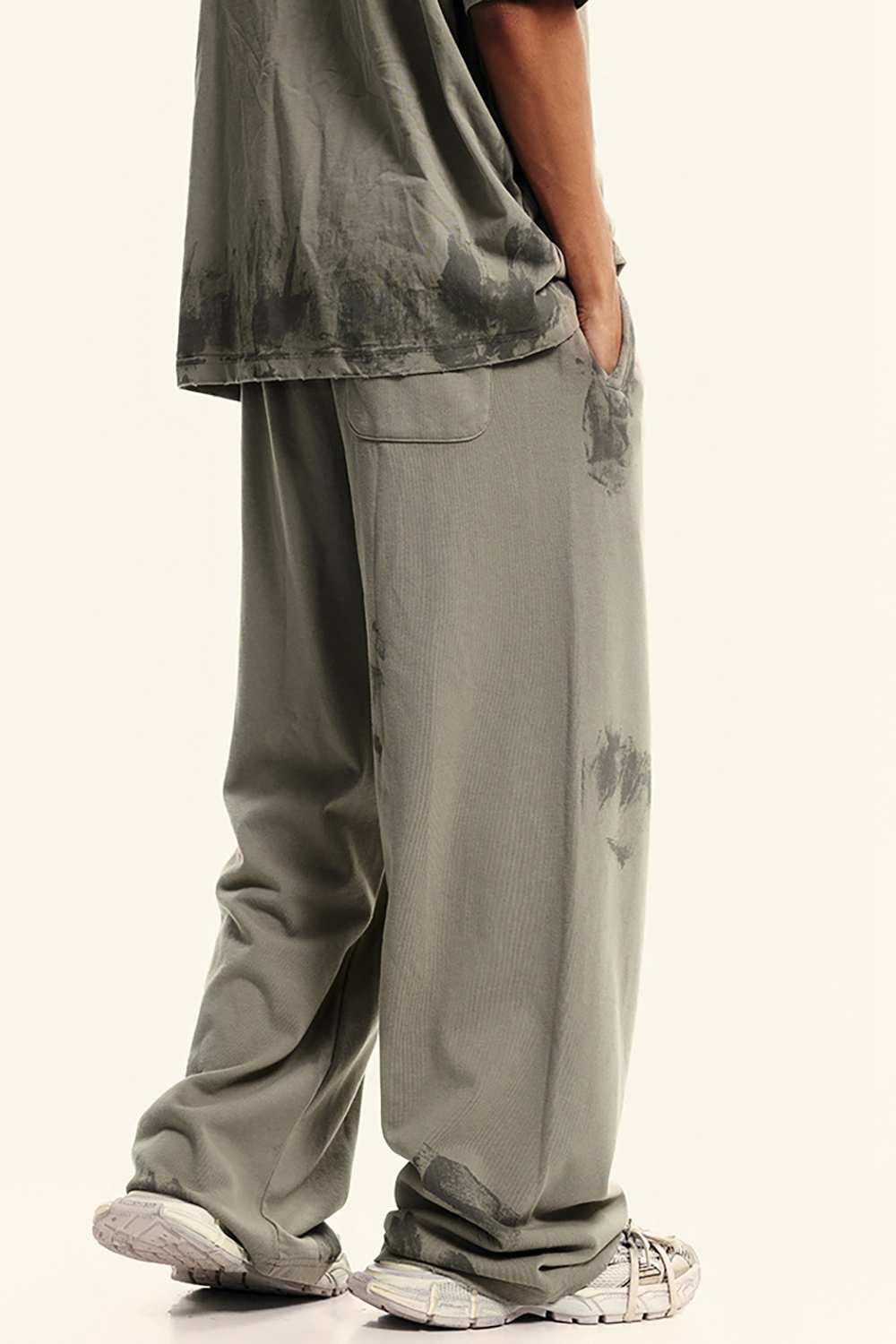 Vintage High Street Wide-Leg Mud-Dye Pants - WearingLab Washed Clothes