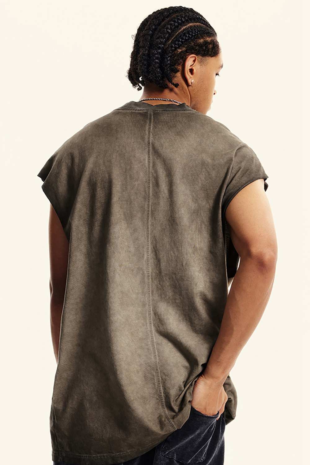 Vintage High Street Muscle Tank Top - Stonewash Sleek, Washed T-Shirt for Men