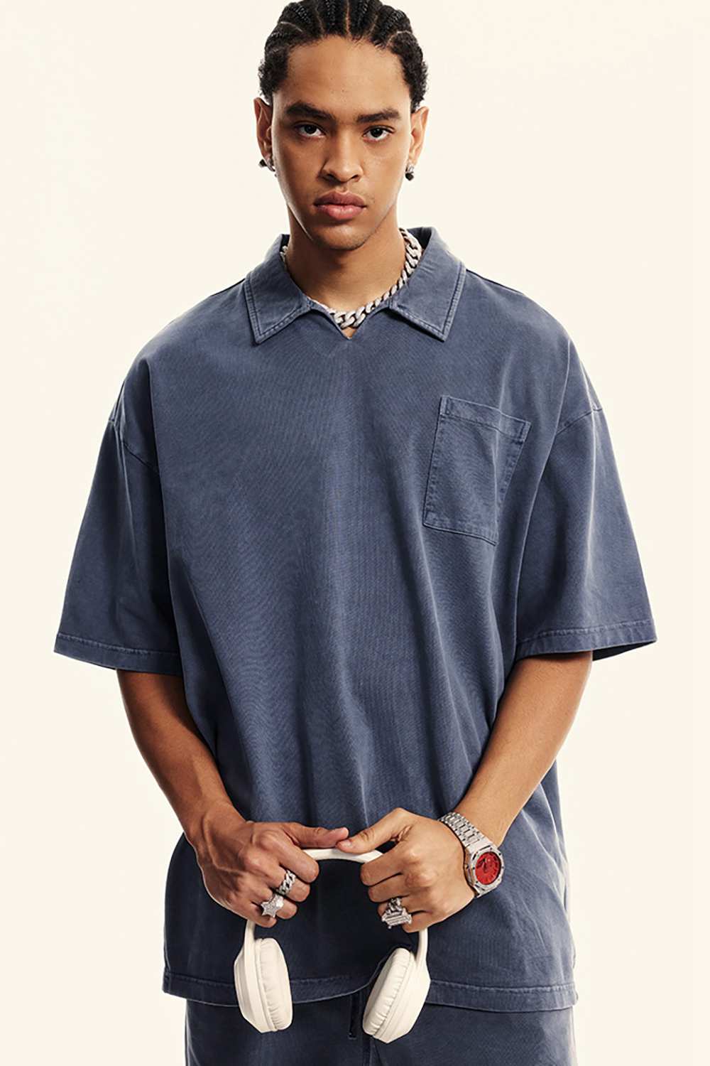 Distressed Vintage-Style Polo Shirt