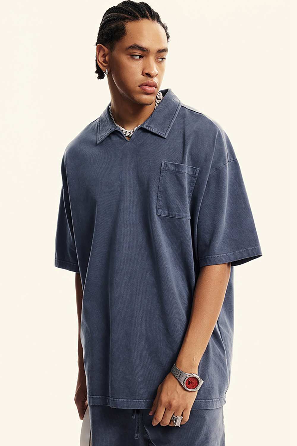 Distressed Vintage-Style Polo Shirt