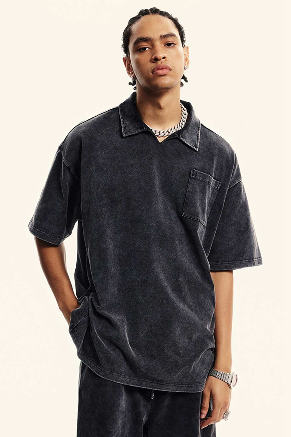 Distressed Vintage-Style Polo Shirt