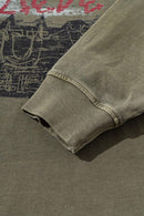 Vintage Wash Long-Sleeve Relaxed Tee - Grayish Green