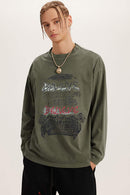 Vintage Wash Long-Sleeve Relaxed Tee - Grayish Green