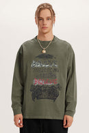 Vintage Wash Long-Sleeve Relaxed Tee - Grayish Green
