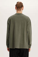 Vintage Wash Long-Sleeve Relaxed Tee - Grayish Green