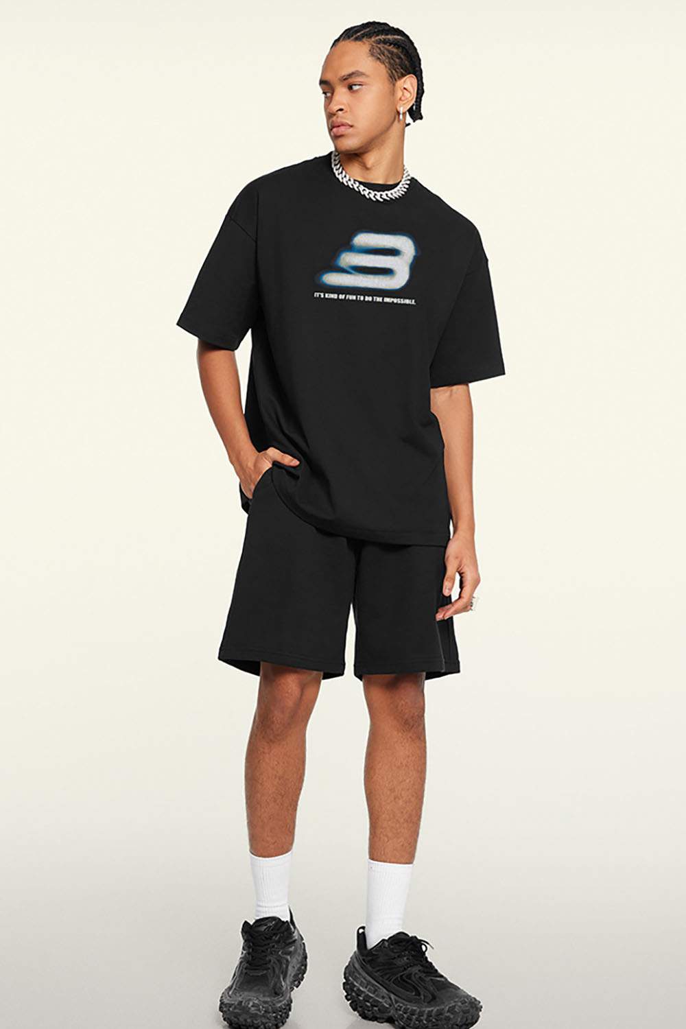 Relaxed Fit Graphic Short Sleeve Tee - Metallic Black