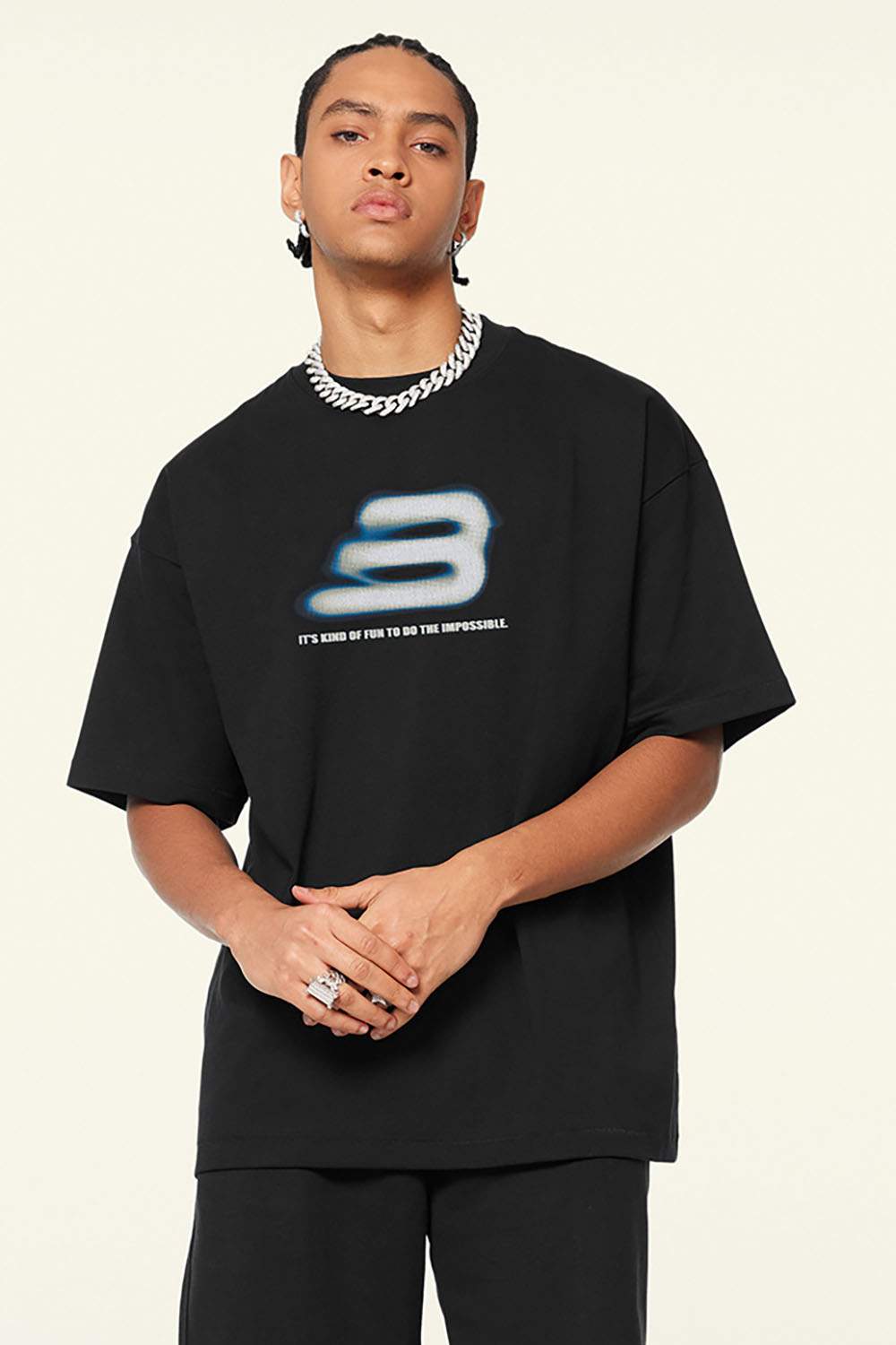 Relaxed Fit Graphic Short Sleeve Tee - Metallic Black