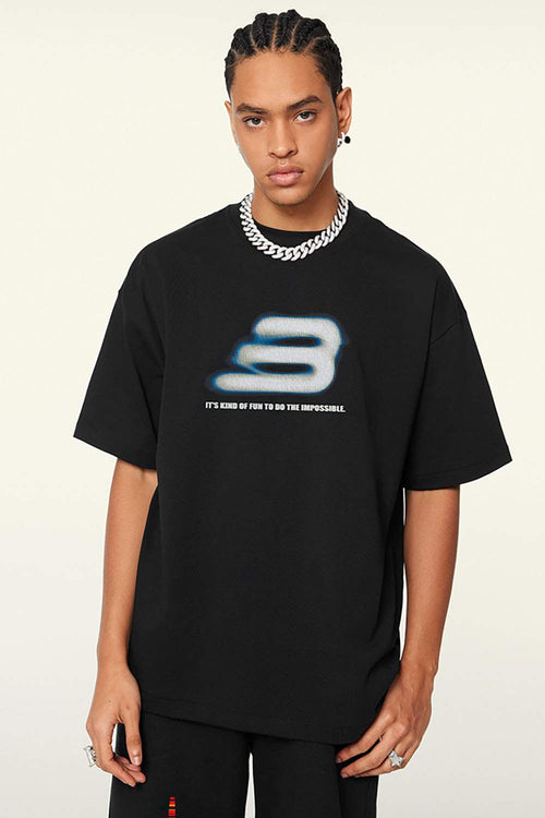 Relaxed Fit Graphic Short Sleeve Tee - Metallic Black