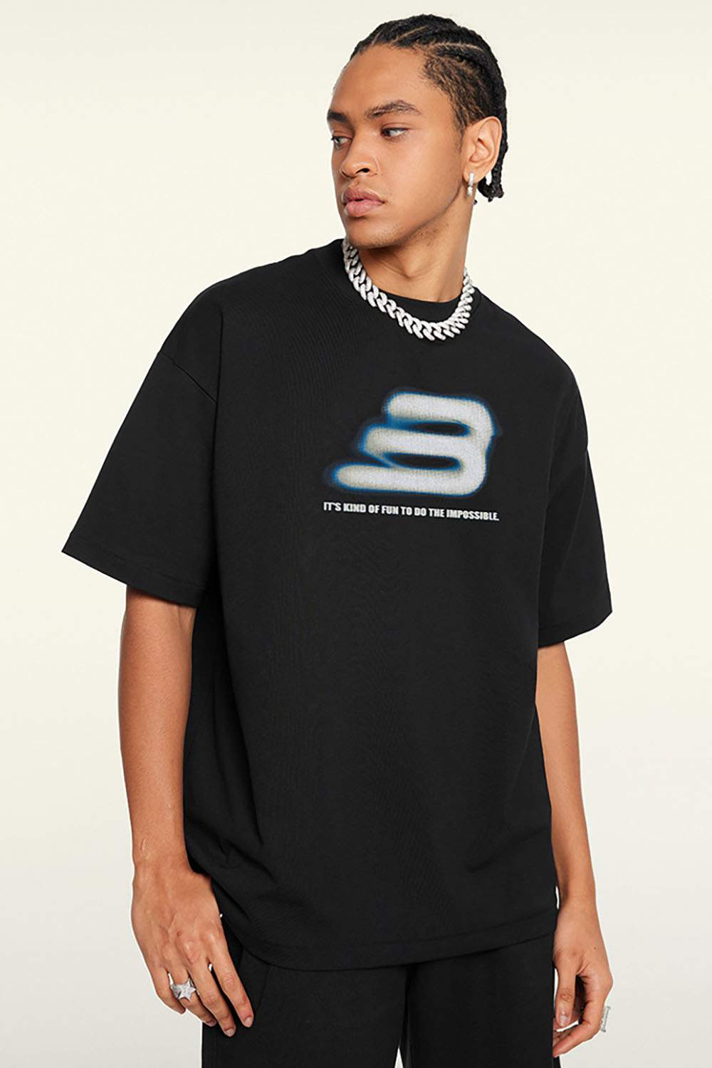 Relaxed Fit Graphic Short Sleeve Tee - Metallic Black