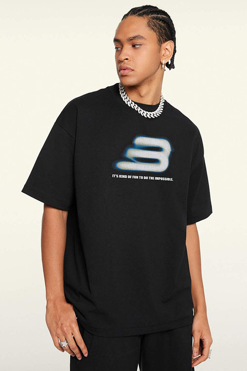 Relaxed Fit Graphic Short Sleeve Tee - Metallic Black