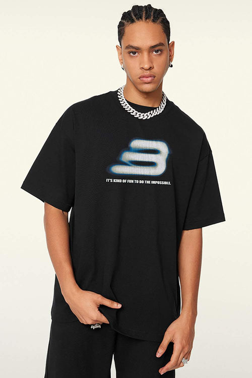 Relaxed Fit Graphic Short Sleeve Tee - Metallic Black